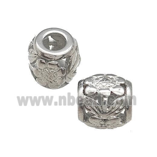 Raw Titanium Steel Barrel Beads Large Hole Flower Hollow