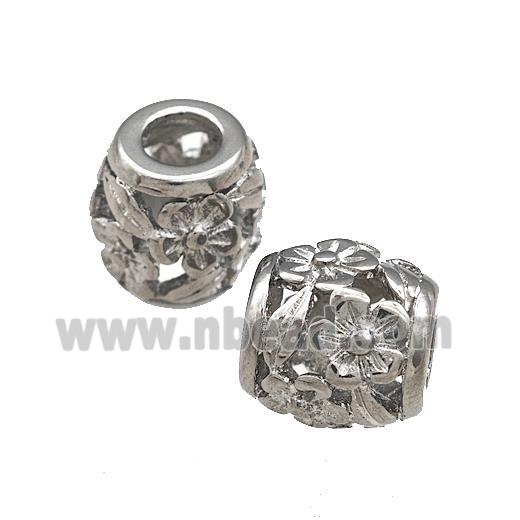 Raw Titanium Steel Barrel Beads Large Hole Flower Hollow