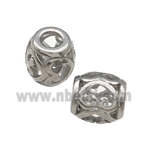 Raw Titanium Steel Barrel Beads Large Hole Hollow