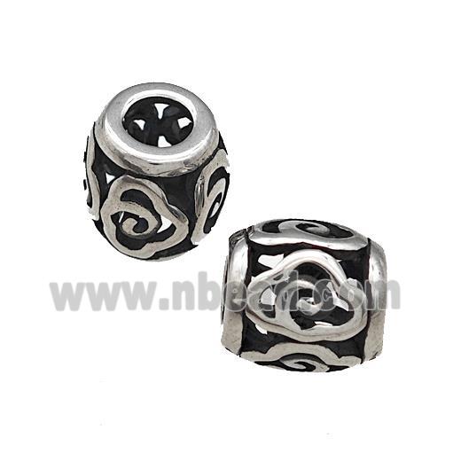 Titanium Steel Barrel Beads Large Hole Hollow Antique Silver