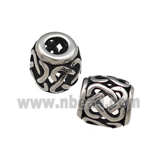 Titanium Steel Barrel Beads Large Hole Hollow Antique Silver