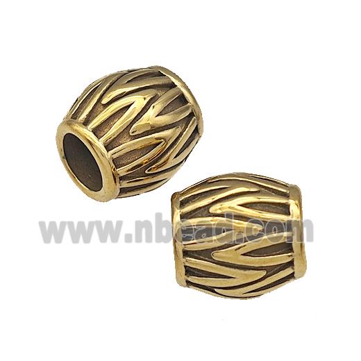 Stainless Steel Barrel Beads Large Hole Gold Plated