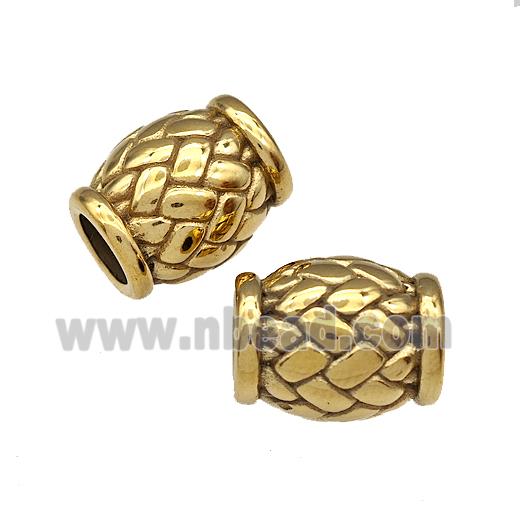 Stainless Steel Barrel Beads Large Hole Gold Plated