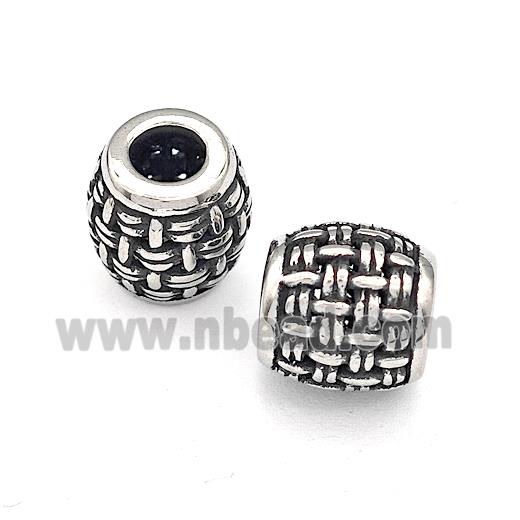 316 Stainless Steel Barrel Beads Hollow Large Hole Antique silver