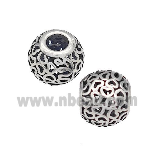 316 Stainless Steel Round Beads Hollow Large Hole Antique silver