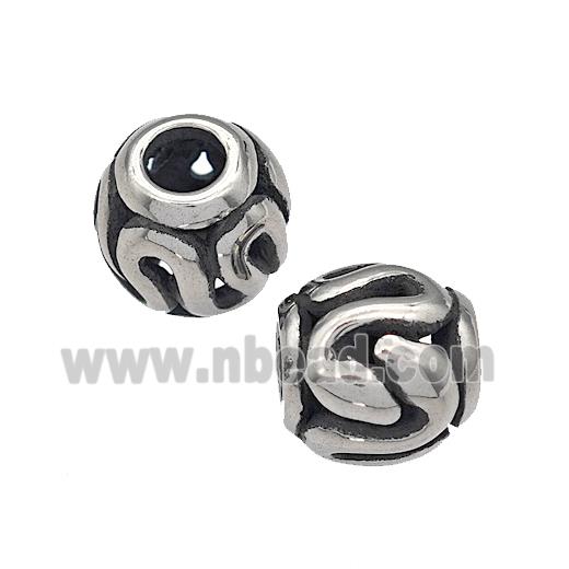 316 Stainless Steel Barrel Beads Hollow Large Hole Antique silver