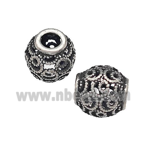 316 Stainless Steel Barrel Beads Hollow Large Hole Antique silver