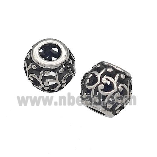 316 Stainless Steel Barrel Beads Hollow Large Hole Antique silver