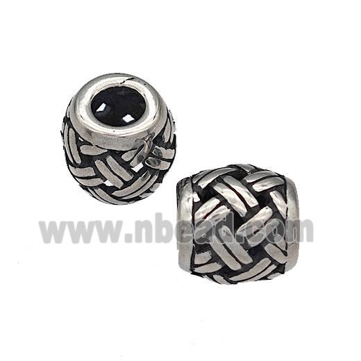 316 Stainless Steel Barrel Beads Hollow Large Hole Antique silver