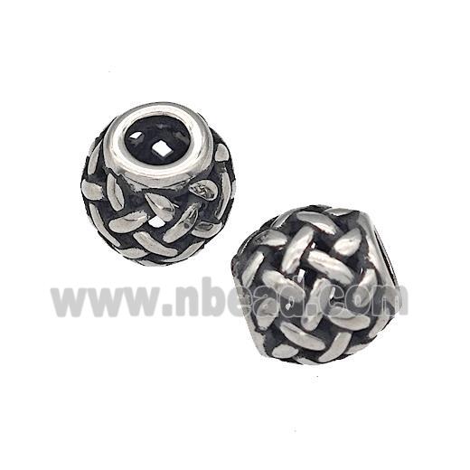 316 Stainless Steel Barrel Beads Hollow Large Hole Antique silver