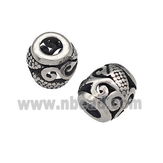 316 Stainless Steel Barrel Beads Hollow Large Hole Antique silver