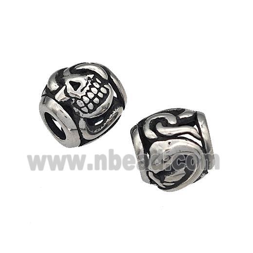 316 Stainless Steel Barrel Beads Hollow Large Hole Antique silver