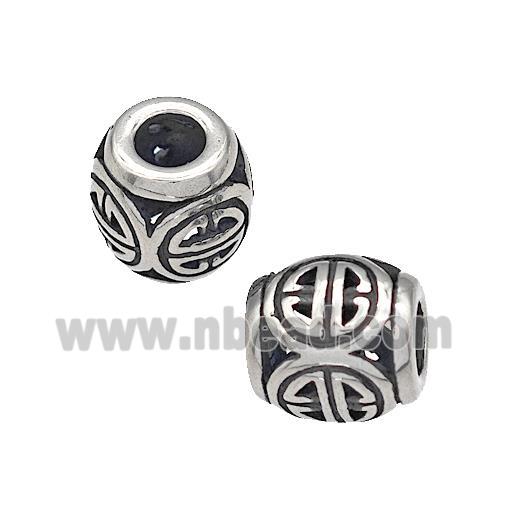 316 Stainless Steel Barrel Beads Hollow Large Hole Antique silver