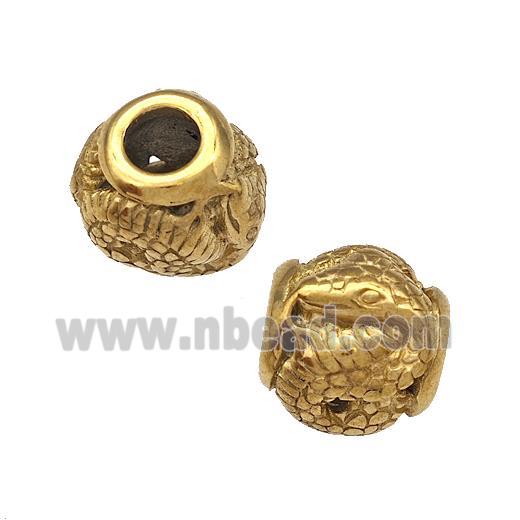 Stainless Steel Barrel Beads Hollow Large Hole Gold Plated