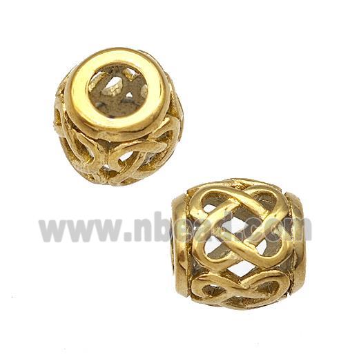 Stainless Steel Barrel Beads Hollow Large Hole Gold Plated