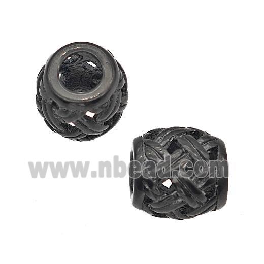 Stainless Steel Barrel Beads Large Hole Hollow Black Plated