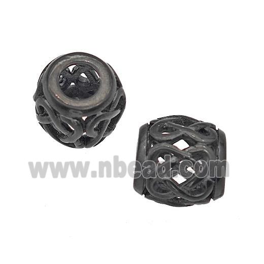 Stainless Steel Barrel Beads Large Hole Hollow Black Plated