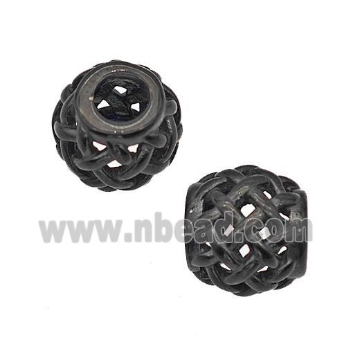 Stainless Steel Round Beads Large Hole Hollow Black Plated