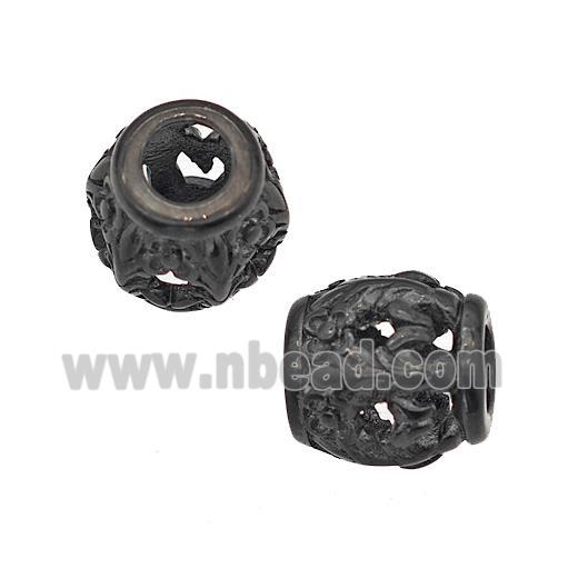 Stainless Steel Barrel Beads Large Hole Hollow Black Plated