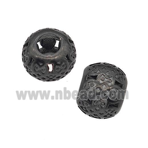 Stainless Steel Round Beads Large Hole Hollow Black Plated