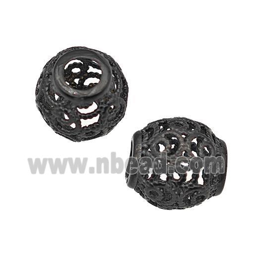 Stainless Steel Barrel Beads Large Hole Hollow Black Plated