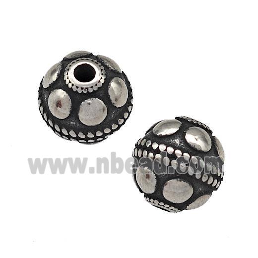 Stainless Steel Round Beads Antique Silver