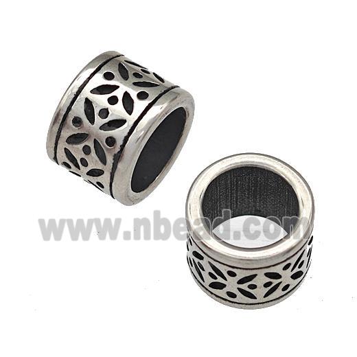 Stainless Steel Column Beads Large Hole Antique Silver