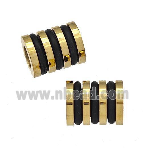 Stainless Steel Tube Beads Large Hole Column Gold Plated