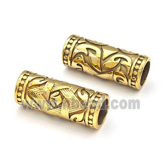 Stainless Steel Tube Beads Column Large Hole Gold Plated