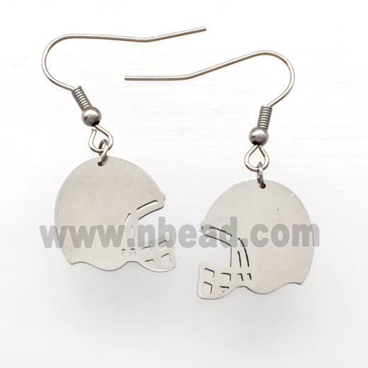 Raw Stainless Steel Hook Earrings Football Helmet Sport Blank