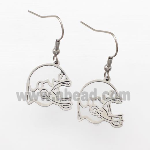 Raw Stainless Steel Hook Earrings Football Helmet Sport Love