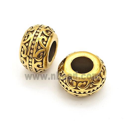 Stainless Steel Rondelle Beads Large Hole Gold Plated