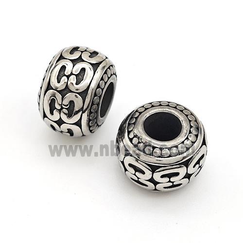 Stainless Steel Rondelle Beads Large Hole Antique Silver