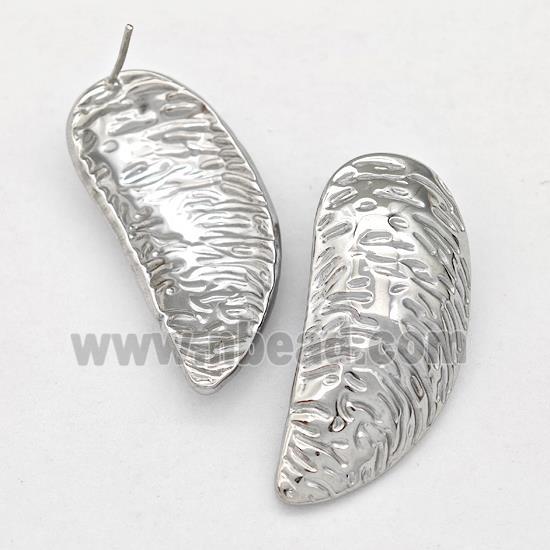 Raw Stainless Steel Stud Earring Wings