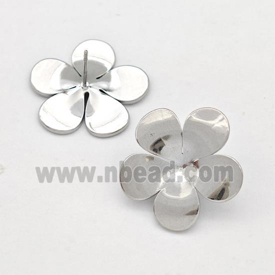 Raw Stainless Steel Stud Earring Flower