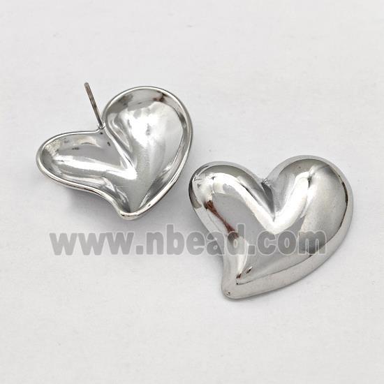 Raw Stainless Steel Stud Earring Heart