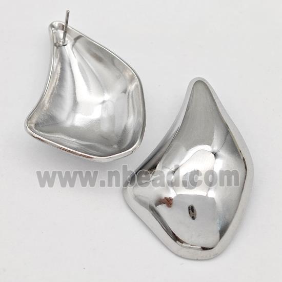 Raw Stainless Steel Stud Earring Teardrop