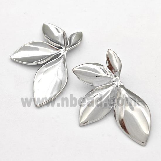 Raw Stainless Steel Stud Earring Leaf