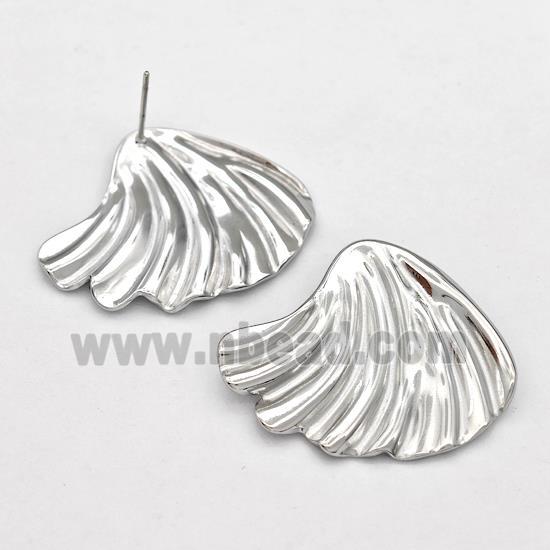 Raw Stainless Steel Stud Earring Leaf