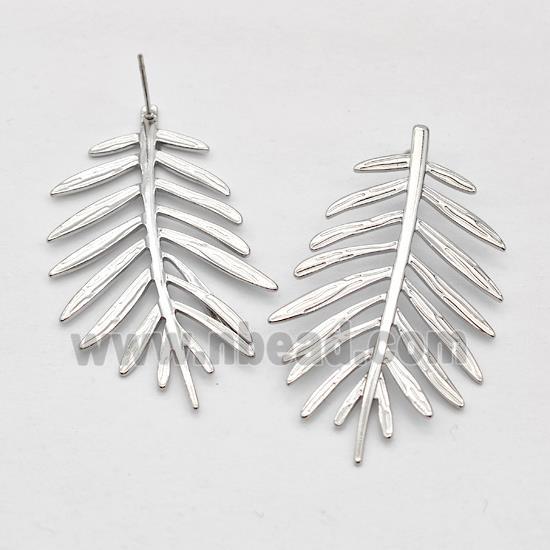 Raw Stainless Steel Stud Earring Feather