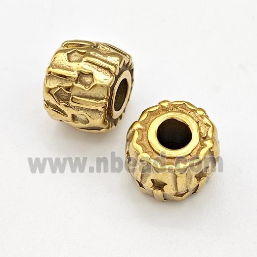 Stainless Steel Barrel Beads Large Hole Gold Plated