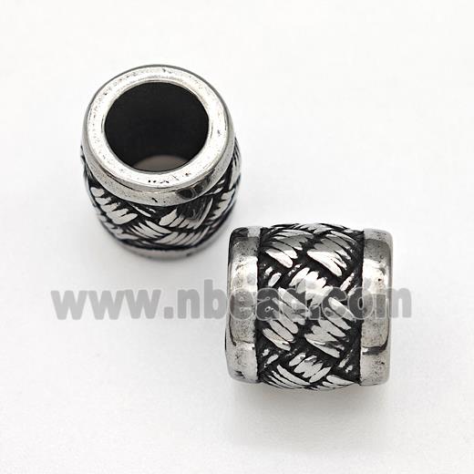 Stainless Steel Tube Beads Large Hole Antique Silver