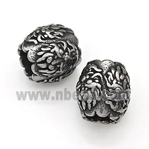 Stainless Steel Barrel Beads Large Hole Antique Silver