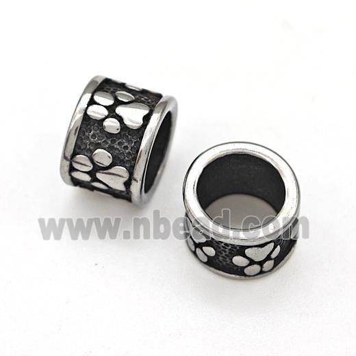 Stainless Steel Column Beads Large Hole Antique Silver