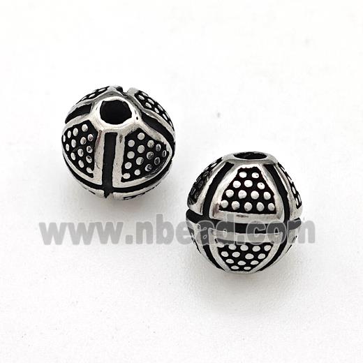 Stainless Steel Round Beads Antique Silver