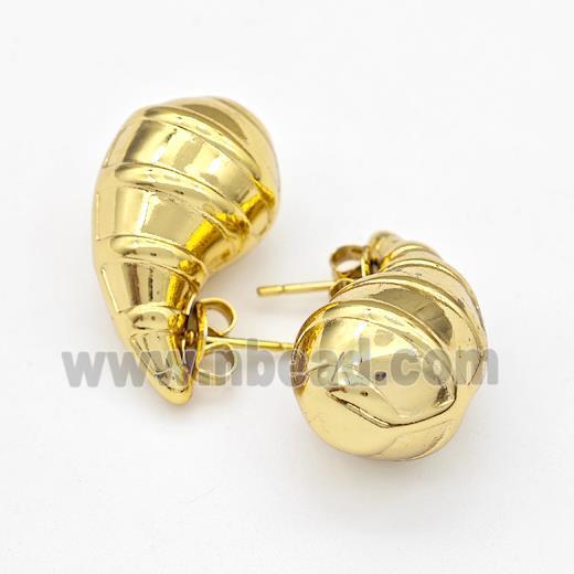 304 Stainless Steel Stud Earring Teardrop Hollow Gold Plated