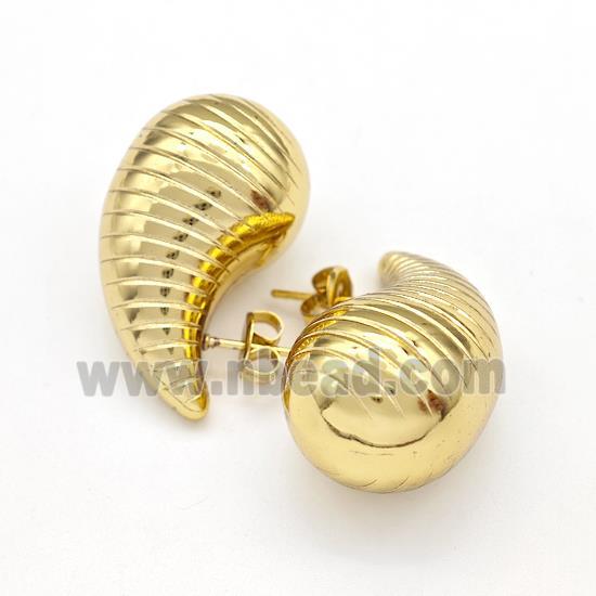 304 Stainless Steel Stud Earring Teardrop Hollow Gold Plated