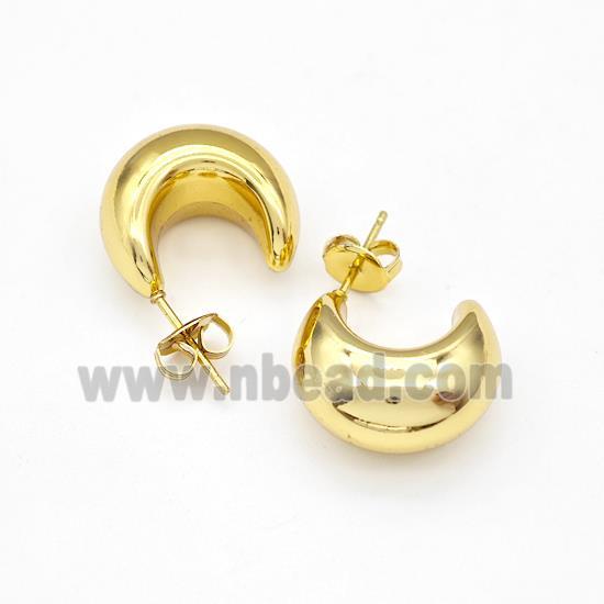 304 Stainless Steel Stud Earring Hollow Banana Gold Plated