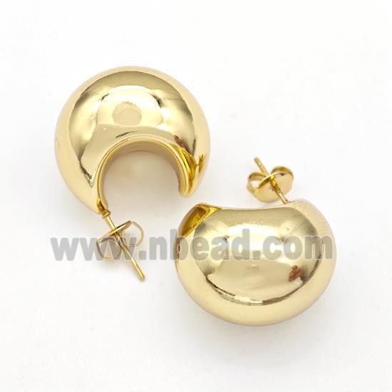 304 Stainless Steel Stud Earring Hollow Gold Plated