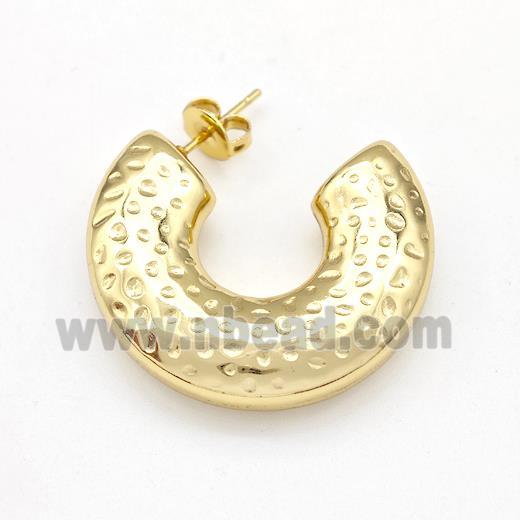 304 Stainless Steel Stud Earring Hollow Gold Plated